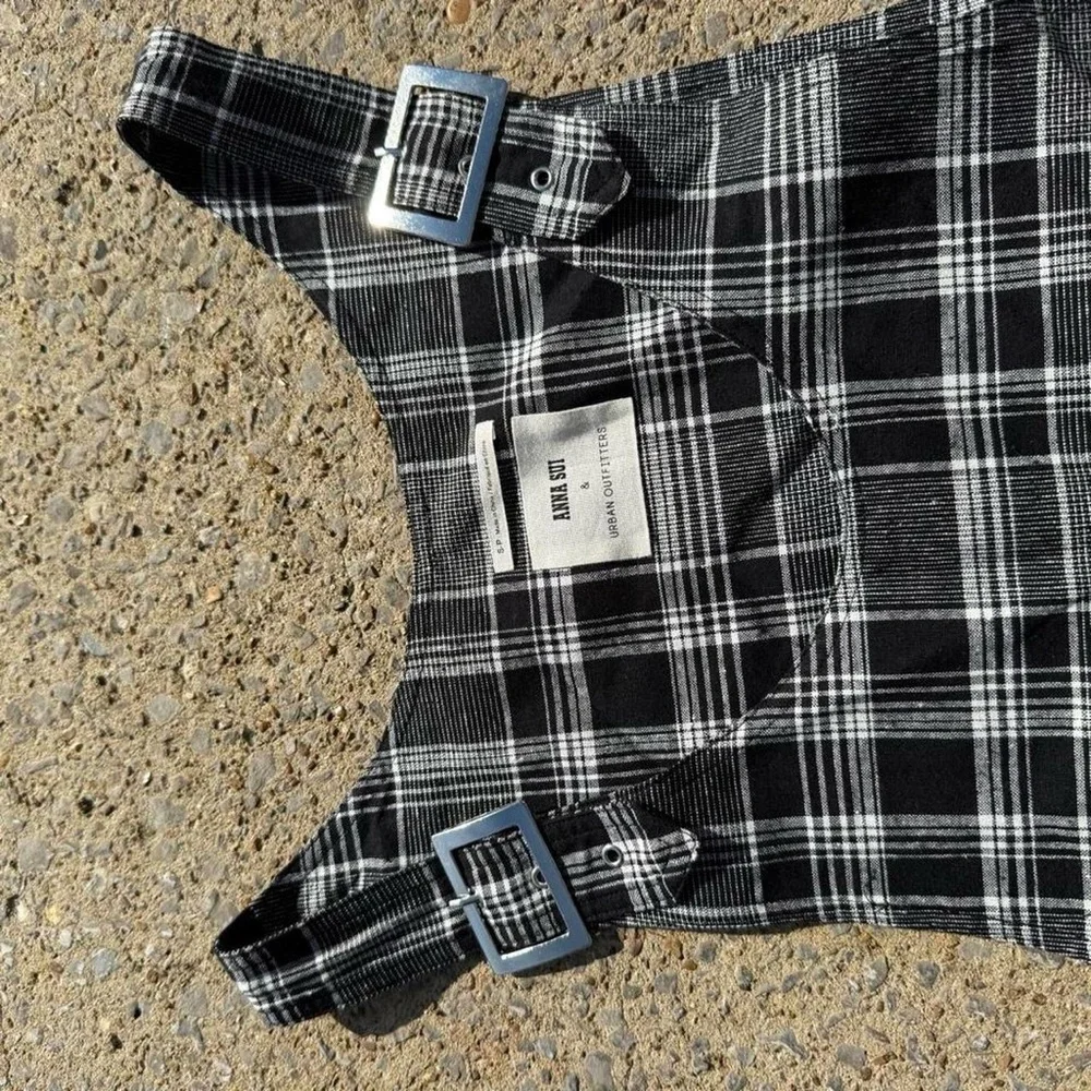 Anna sui uo plaid overall dress